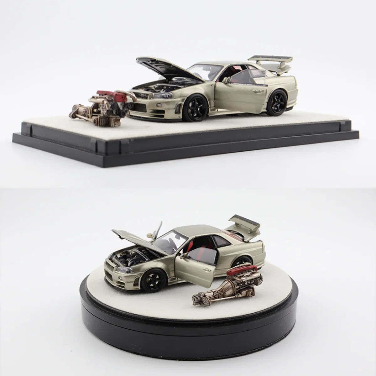 

PGM 1:64 GTR R34 Z-TUNE With Engine JDM Alloy Fully Open Limited to 999 Pieces Worldwide Simulation Static Car Model Toy Gift