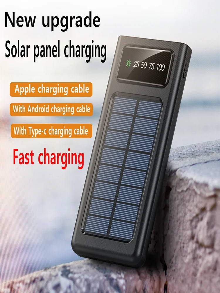 Mobile Power 20000/30000mAh Mobile Charger External Battery Portable Fast Solar Charger for iPhone Android Type