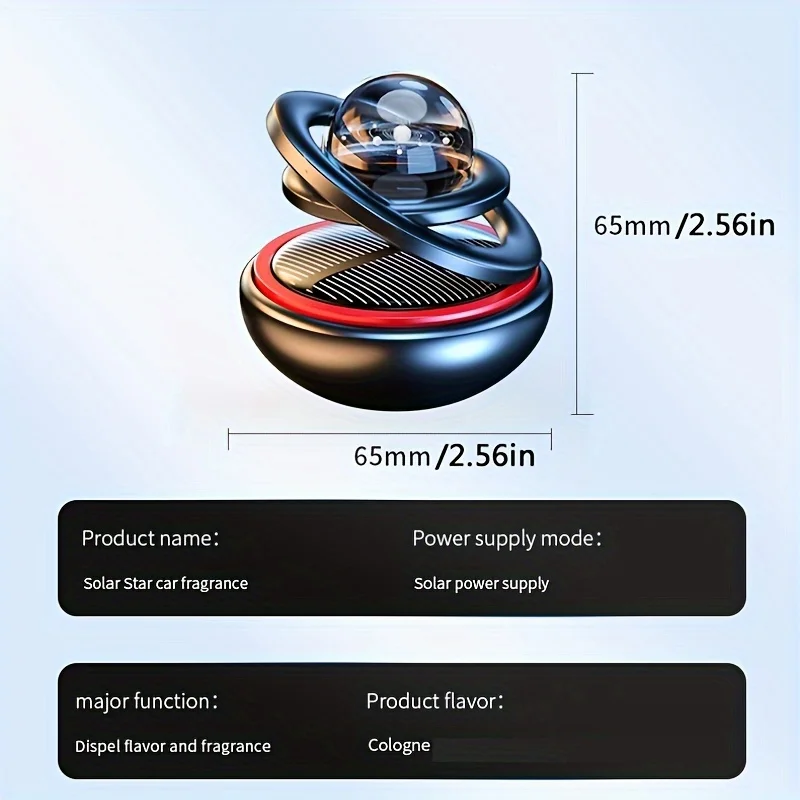 Car Air Freshener Solar Energy Air Purifier for Car Interior Autorotation Decoration Perfume Diffuser Interplanetary Suspension - Image 6