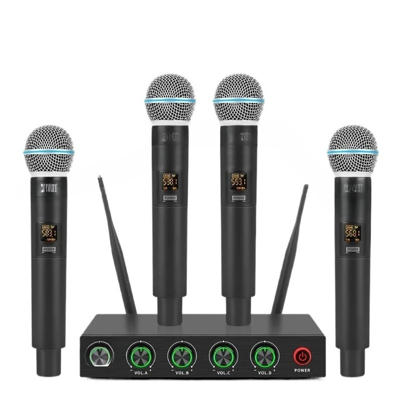 

Drag four wireless microphone family KTV stage performance wedding host anti-howling microphone UX500