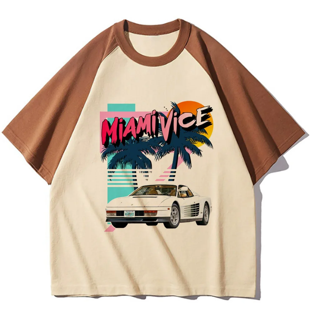 Miami Vice top tees female streetwear japan anime shirt streetwear emo jojifuku y2k Psychedelic