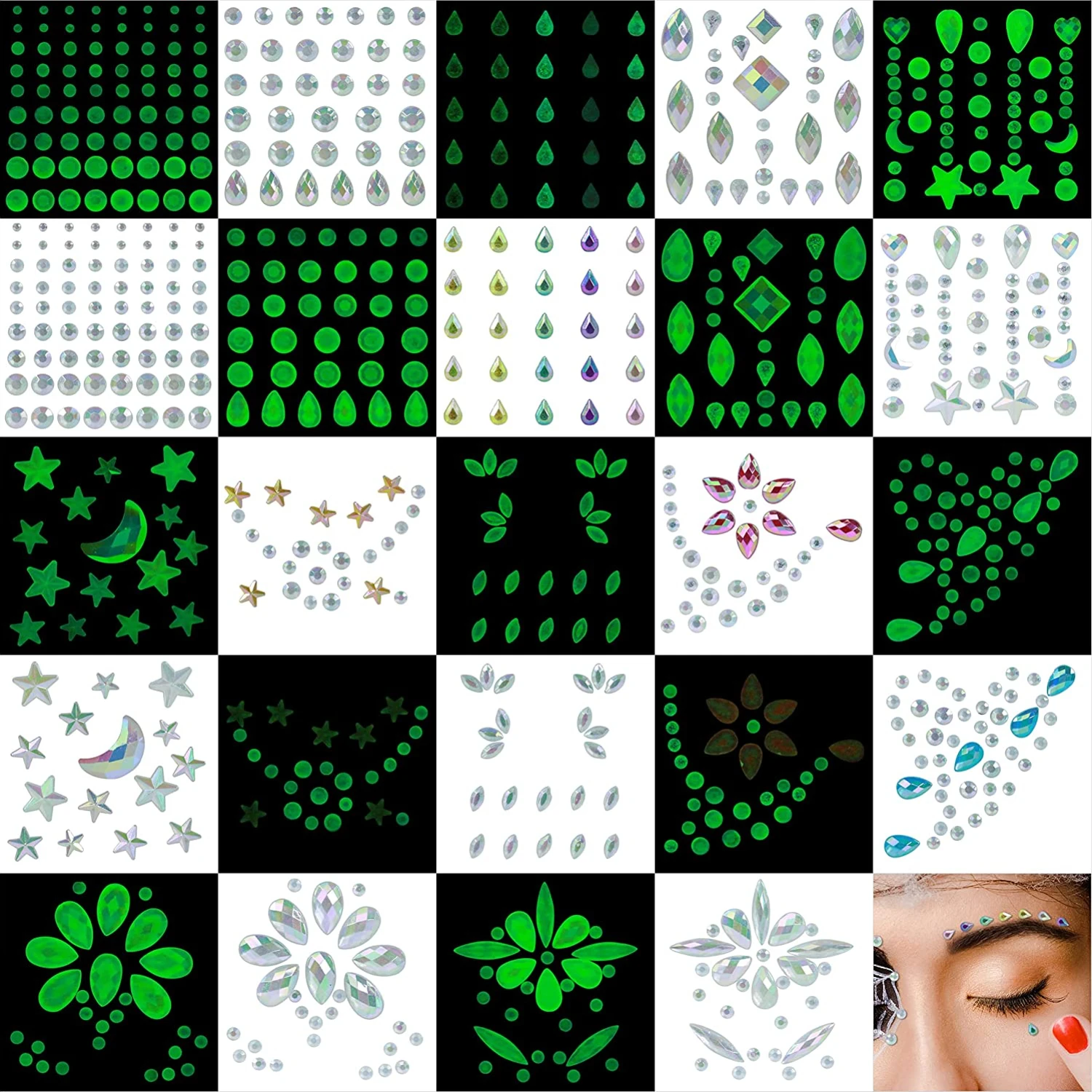 Temporary Tattoo Stickers Sexy Face Stickers Jewellery Glitter Diamond Tattoo Holiday Party Decoration Kids Tattoo Eyes Makeup