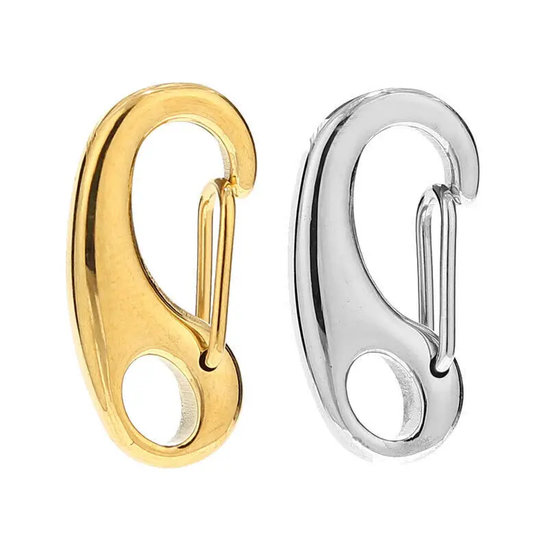 

10pcs Large Stainless Steel Gold Plated Polished D-shaped Lobster Carabiners Clasps for DIY Jewelry Making Findings Accessories