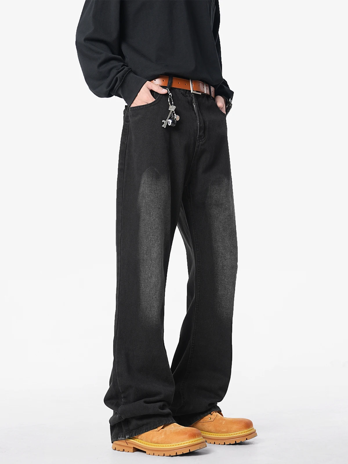 

Мужские прямые джинсы, повседневные джинсы Bla American High Street, свободные широкие длинные брюки, осень-зима, Новое поступление, бренд LPZ