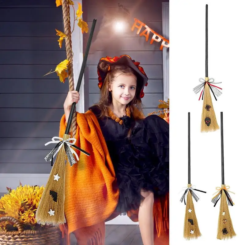 Halloween Witch Broom durable Halloween Witch Broom with Detachable Handle Long lasting Cosplay Witch Broomstick halloween decor