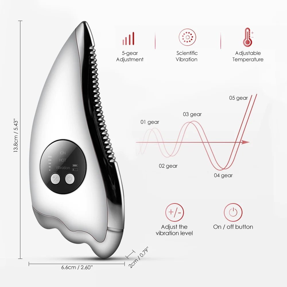 Electric Face Lift Guasha Scraper Board Body Scraper EMS การบีบอัดร้อนการสั่นสะเทือน Facial Lifting Slimming Relax อุปกรณ์นวด