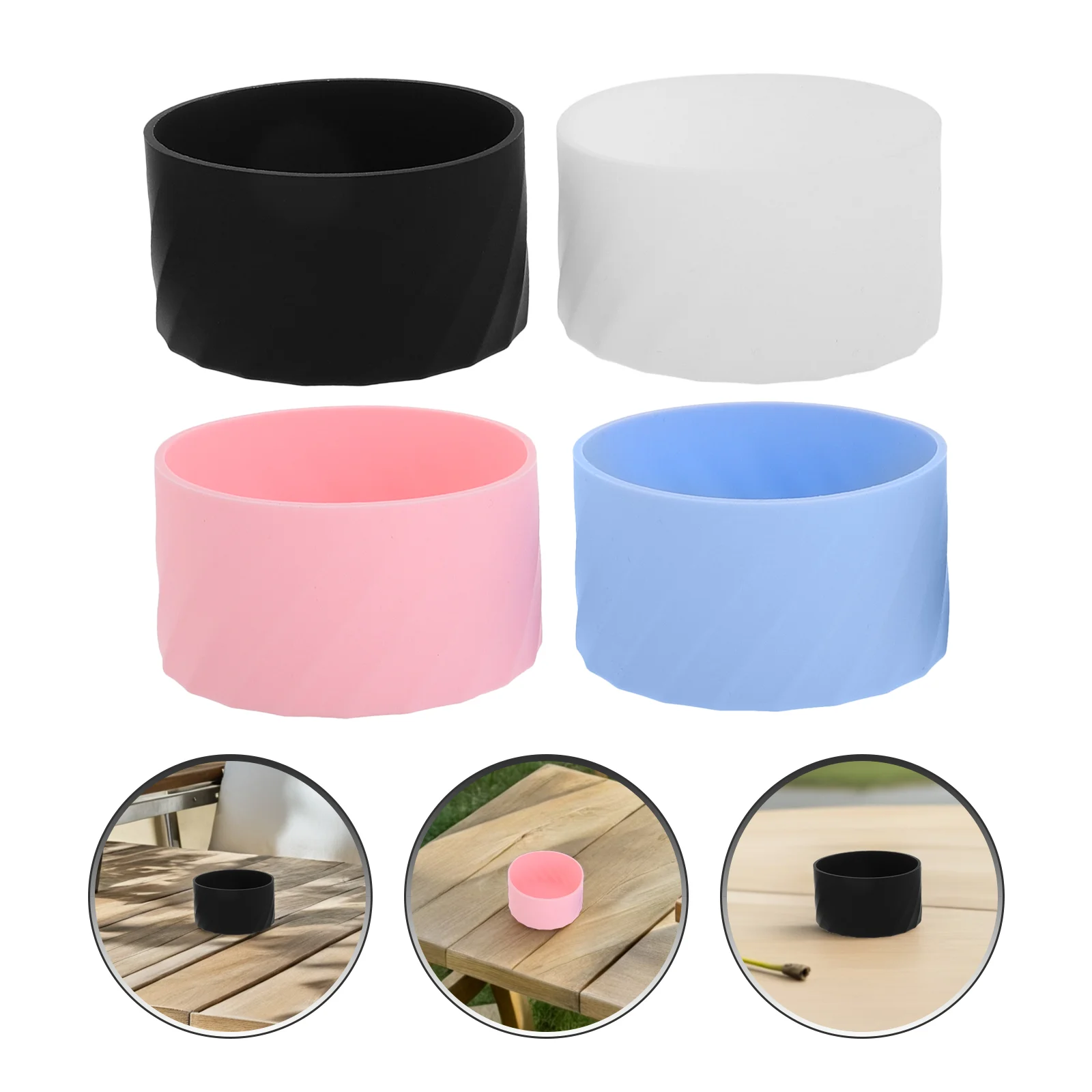 

4 Pcs Silicone Water Cup Protective Cover Coffee Sleeve Anti-scalding Mug Protector for Drinks Silica Gel Anti-slip