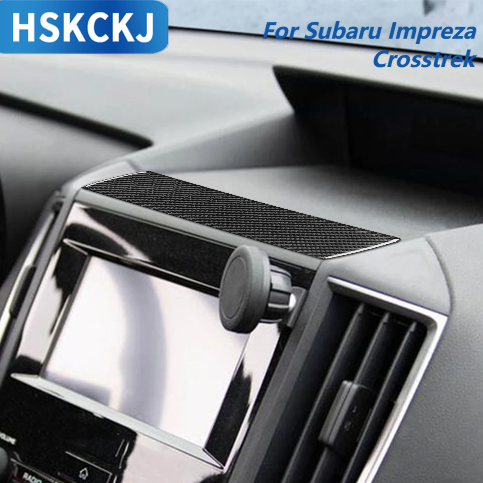 For Subaru Impreza 2017—2022 Crosstrek 2018—2022 Car Accessories Carbon Fiber Multimedia Panel Interior Cover Trim Sticker