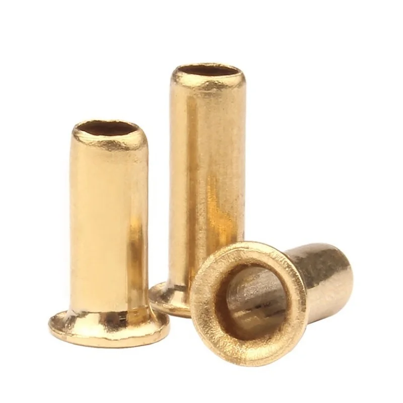 Nit mosiężny pusty M0.9-M6, miedziany nit z oczkiem typu chicken eye do płytek drukowanych PCB, nit rurkowy przelotowy, nit z podkładką przelotową.