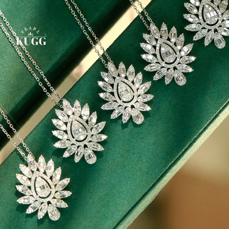 

KUGG 100% 18-каратное белое золото ожерелье женское роскошное винтажное стильное ожерелье 0,90 карата с подвеской из настоящего натурального бриллианта ювелирные изделия для вечеринок