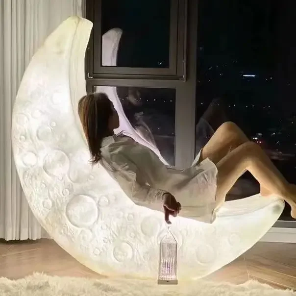 Moon Lamp Living Room Sofa Chair Luminous Atmosphere Floor Lamp Lounge Chair Moon Chair