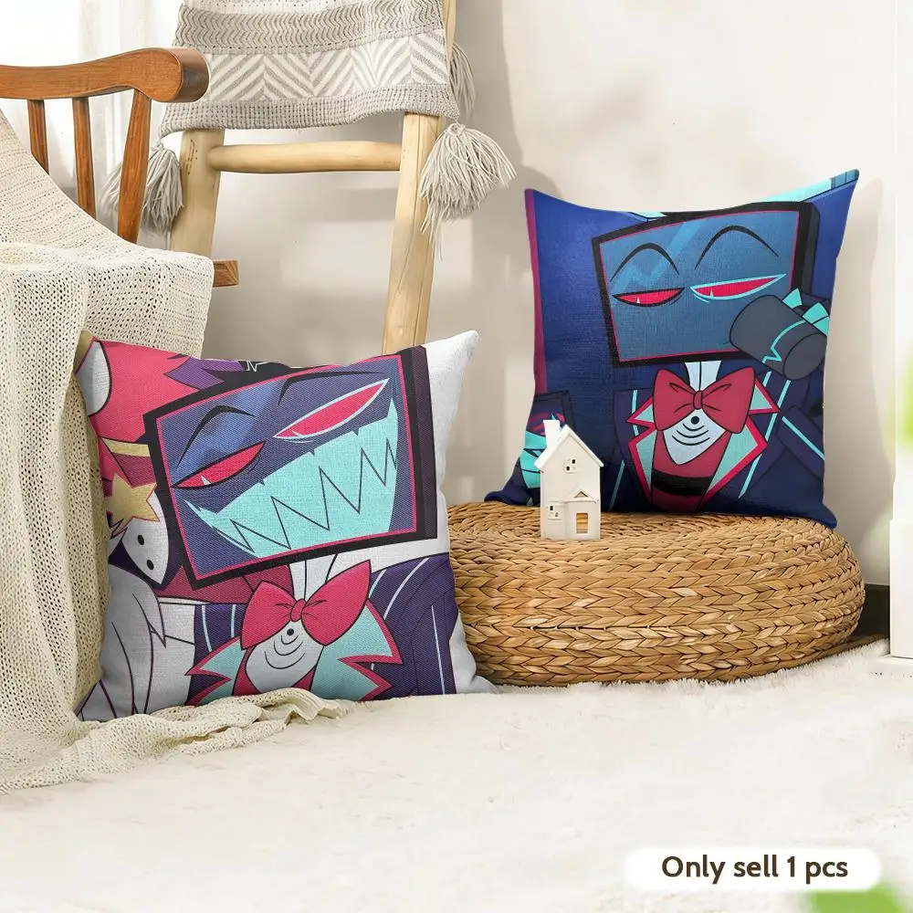 Vox H-hazbin Hotel Cushion Cover Organic Linen Square Pillow Case Durable Non-Allergenic And Kind To Skin