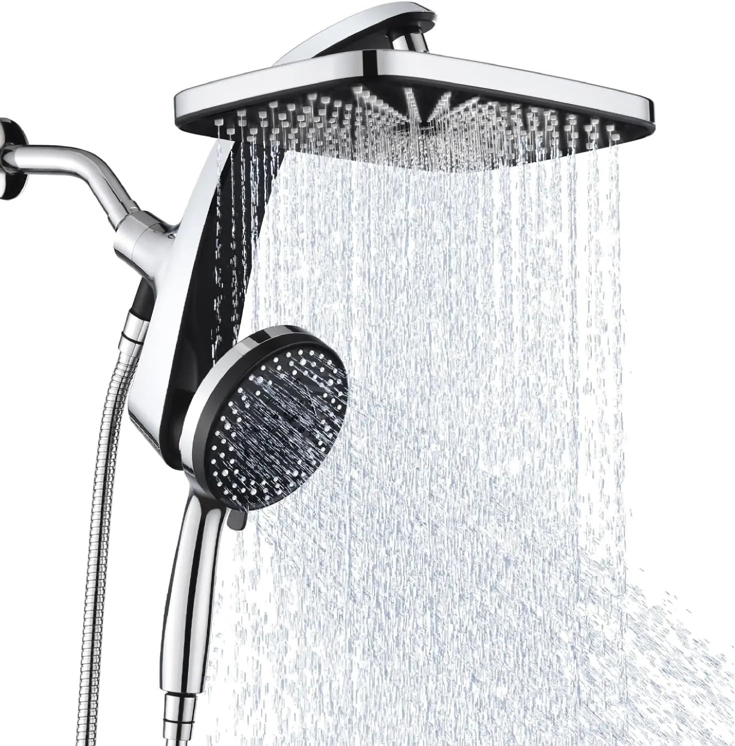 

High Pressure Rain Shower Head with Handheld Combo, Magnetic Docking, and 10 Spray Modes
