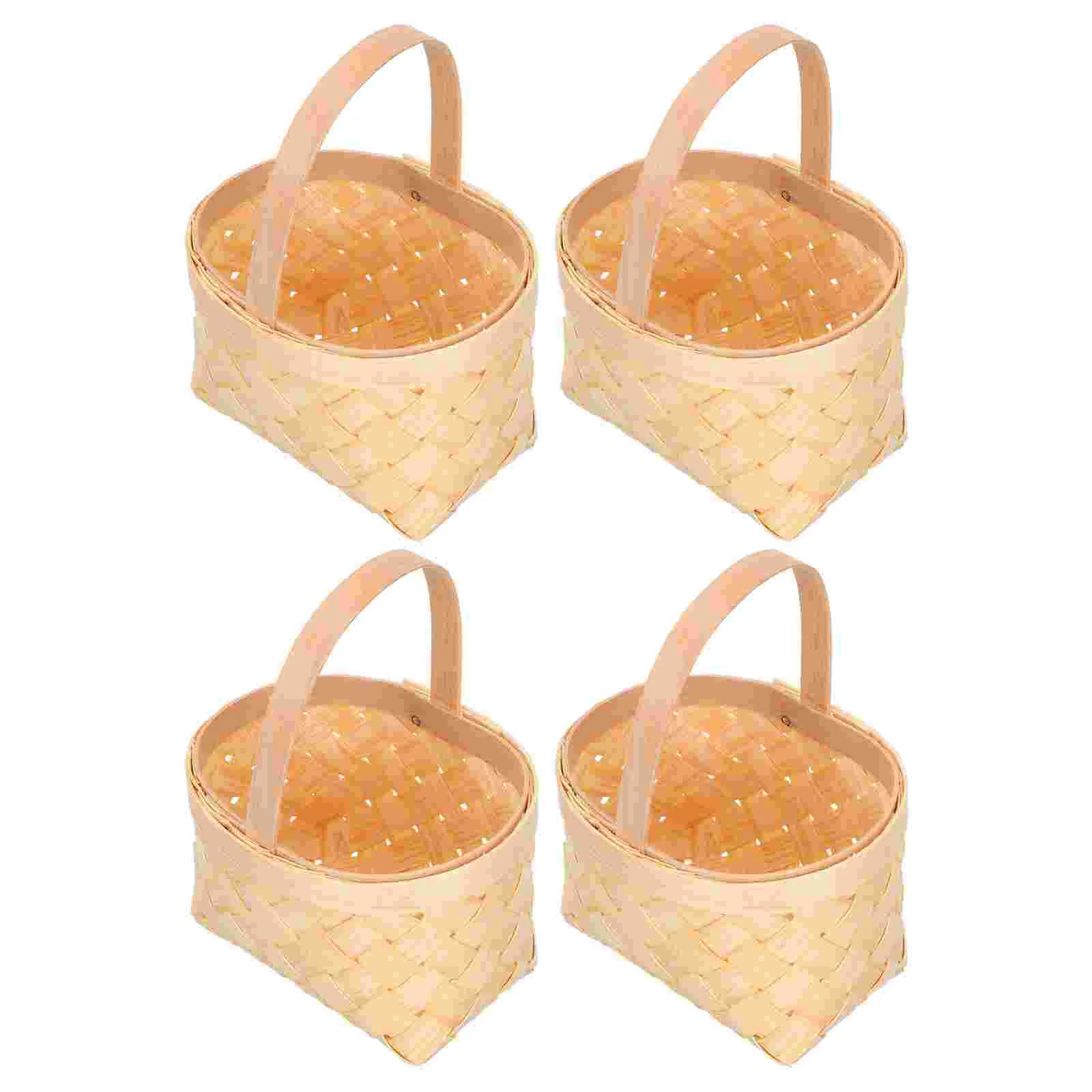 4 Pcs Wooden Candy Gift Basket Small Decorative Woven Baskets Multi Use Storage for Living Room Bedroom Garden Party for Flowers