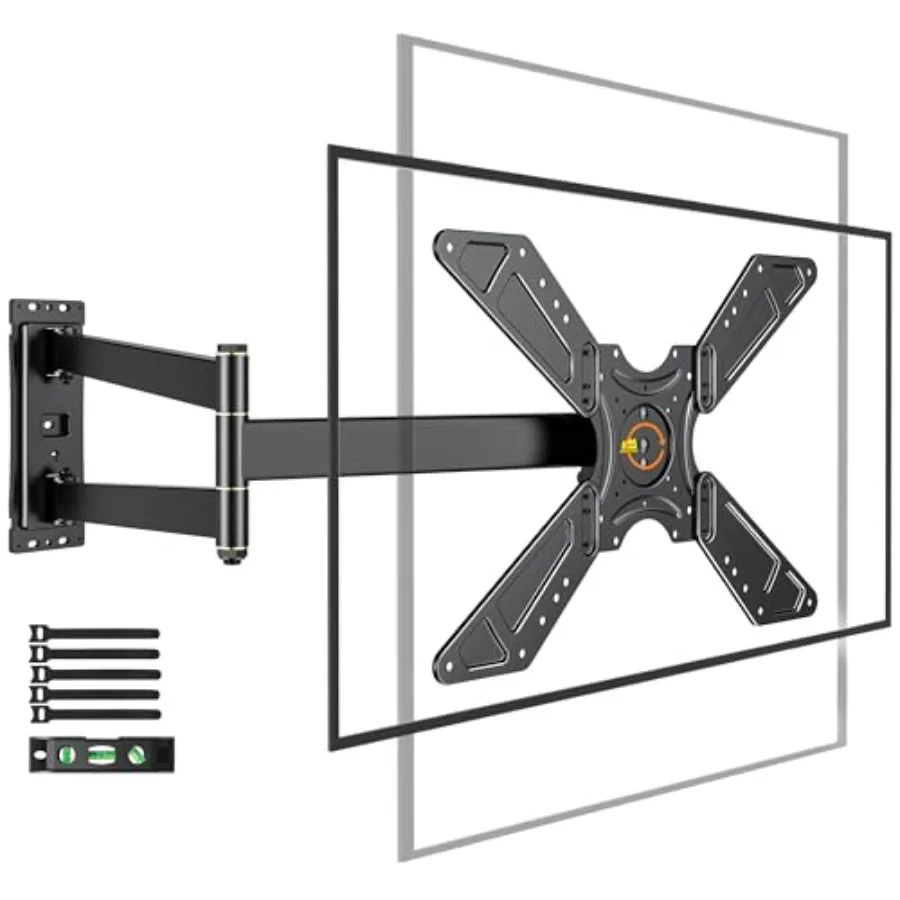 

Full Motion Corner TV Wall Mount for 32-75 Inch TVs Steel Black 110 lbs Capacity 33 Extension Landscape-to-Portrait Rotation Sw