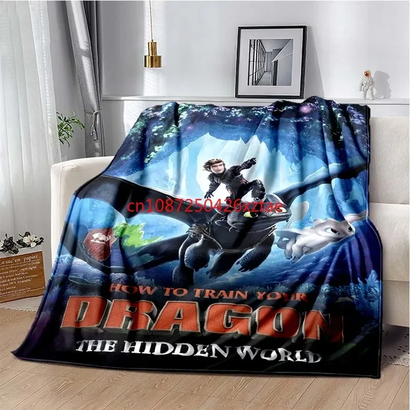 

Movie T-Toothless-Fury Dragon Poster Printed Flannel Blanket Soft Warm Plush Throw Blanket for Bed Bedroom Sofa Picnic Fan Gift