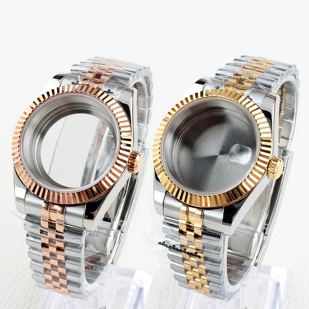 Rose Gold/Gold 36mm/39mm Watch Case 20mm Jubilee Strap Stainless Steel Bracelet for Datejust NH35 NH36 Movment 28.5mm Dial