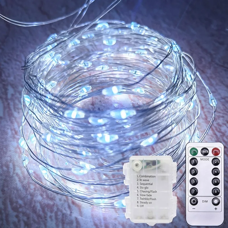 LED Fairy Silver Wire String Light Battery Box with Remote Wedding Garland Lamp Home Party Bedroom Ramadan Decoration 2026 image 2