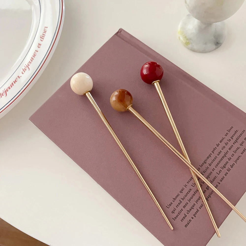 Retro Metal Hair Sticks Glass Beads Pendant Hairpin for Women Elegant Chinese Style Ancient Style Classical Jewelry Accessories image 2