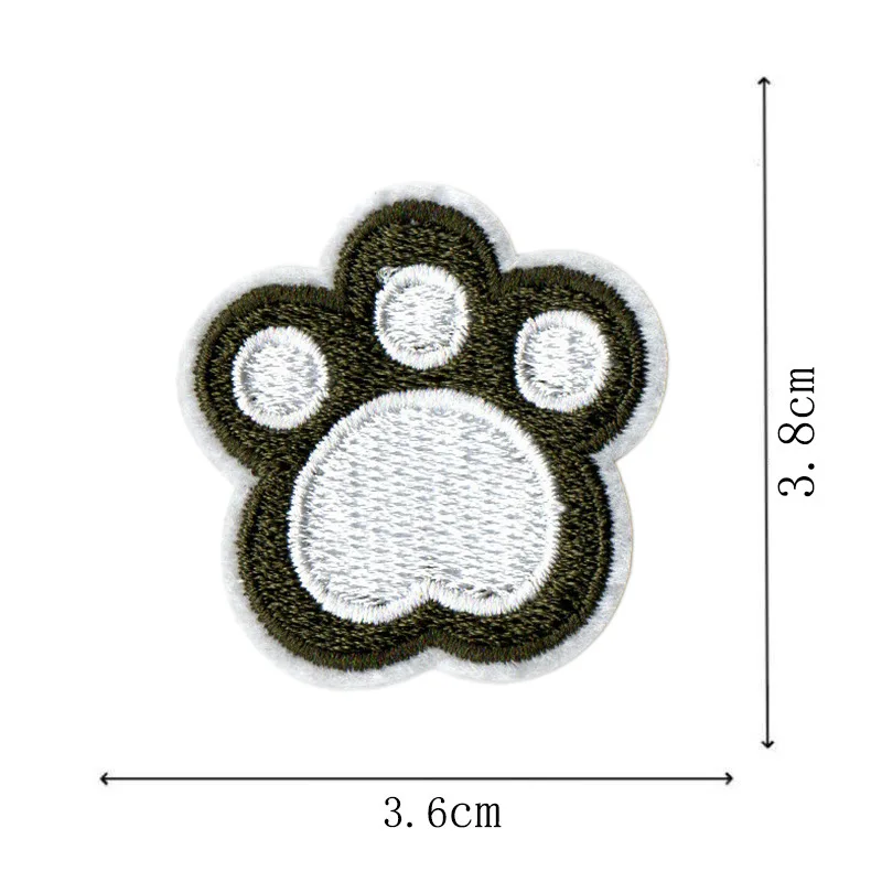 Colored Cat Paw Print Embroidery Iron on Patches for Children Clothing DIY Small Canine Footprint Appliques with Thermo Adhesive