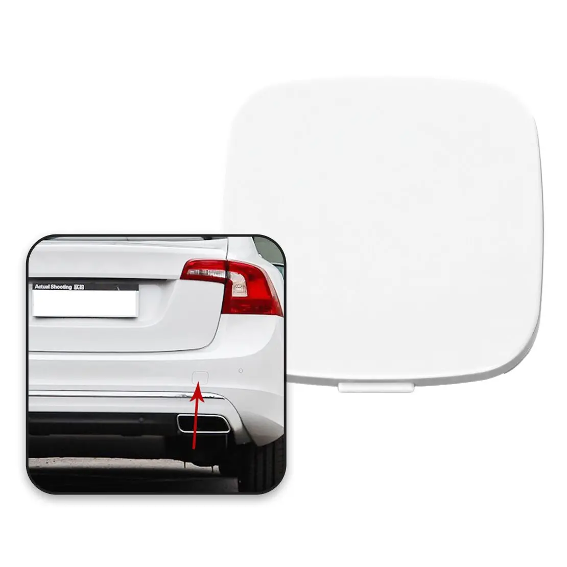 39802591 Crystal White Rear Bumper Tow Hook Eye Cover Cap ABS Fit For Volvo S60 2011 2012 2013 2014 2015 2016 2017 2018