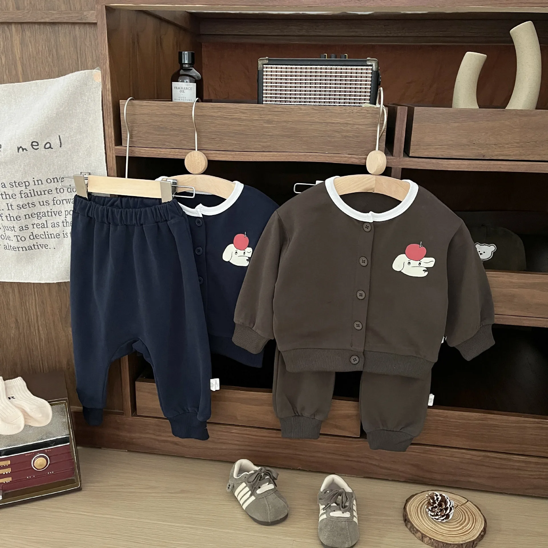 Cotton Children's Set Spring Autumn Fashionable Baby Casual Cardigan Sweatshirt Sweatpants Two-piece Set