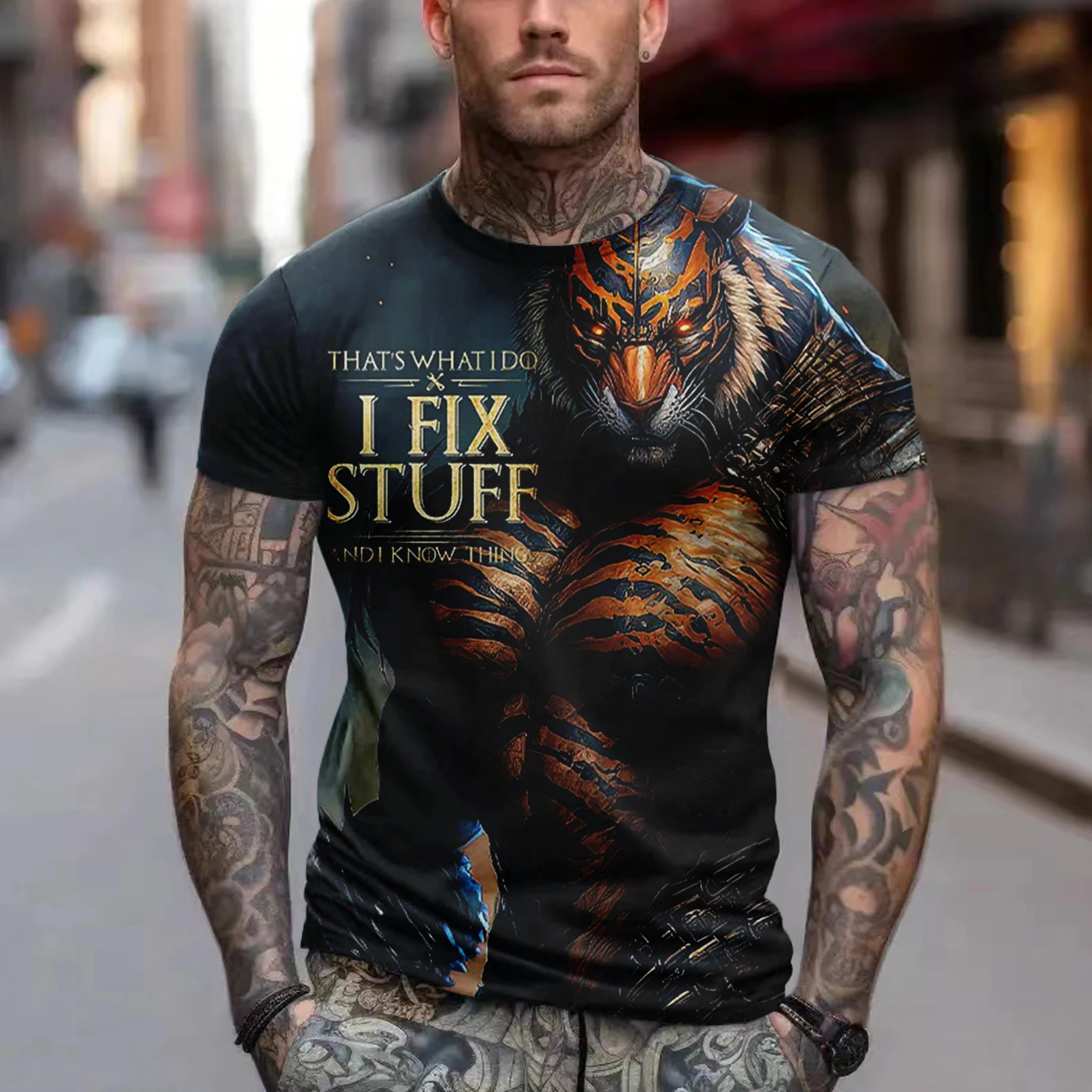 

Men's T-Shirt 3D Tiger Print Tees Oversized Tops Summer Casual Mens Animal Pattern T Shirt Streetwear Quick Dry Fashion Clothes