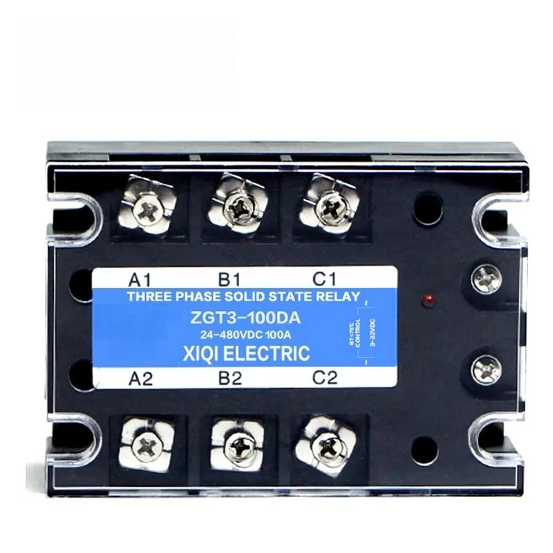 3 Phase 60A 80A 100A DA Three Phase SSR 3-32V DC Control 24-480V AC Solid State Relay SSR DC to AC Relay