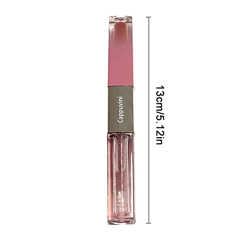 1Pc Cappuvini Batom Mousse Nude de Dupla Face, Batom Matte Veludo, Tinta Labial com Espelho, Gloss Labial, Óleo Labial Não Grudento