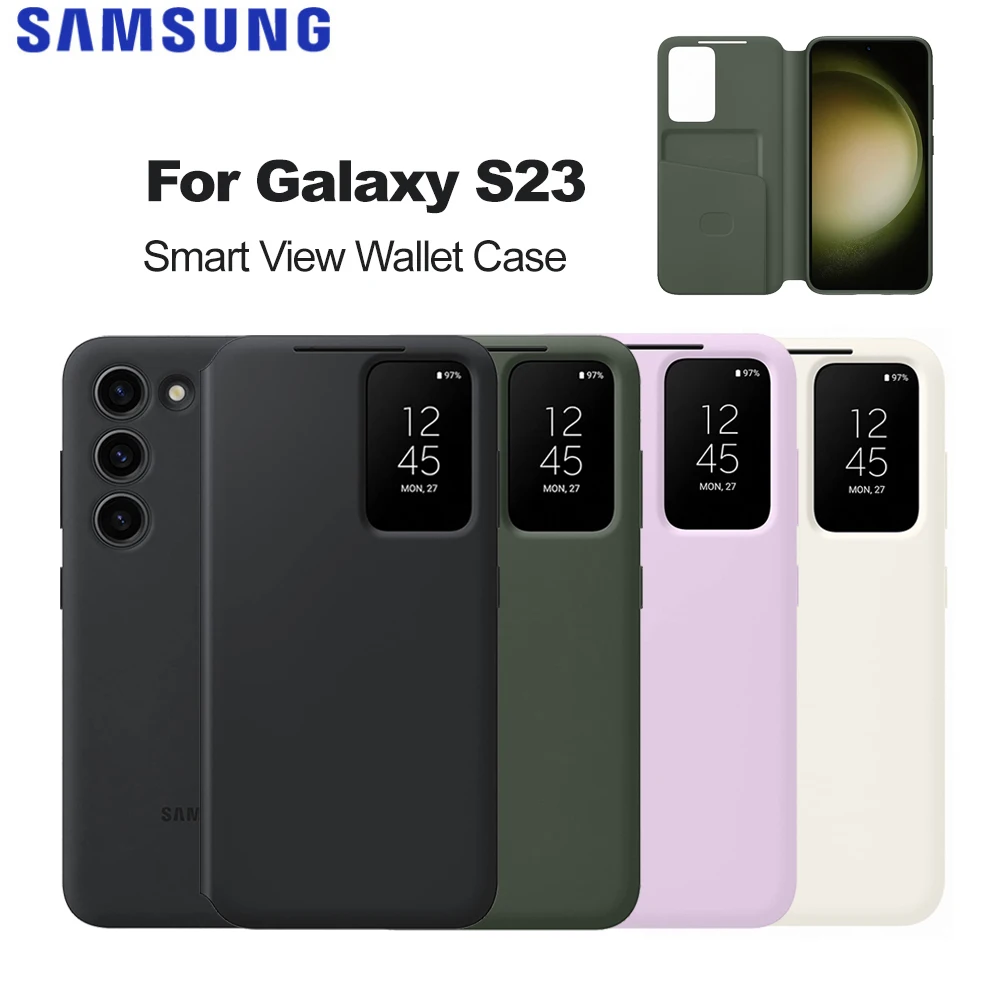 Original For Samsung Galaxy S23 Smart View Wallet Smartphone Case S23 S-View Wallet Cover EF-ZS911