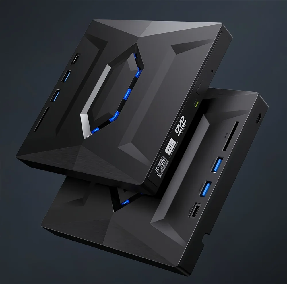 USB 3.0 Typ C Externes CD-DVD-Laufwerk mit USB HUB Typ-C SD-Kartenleser, CD DVD RW ROM Disk Player Brenner Leser Writer Adapter – Detail 15