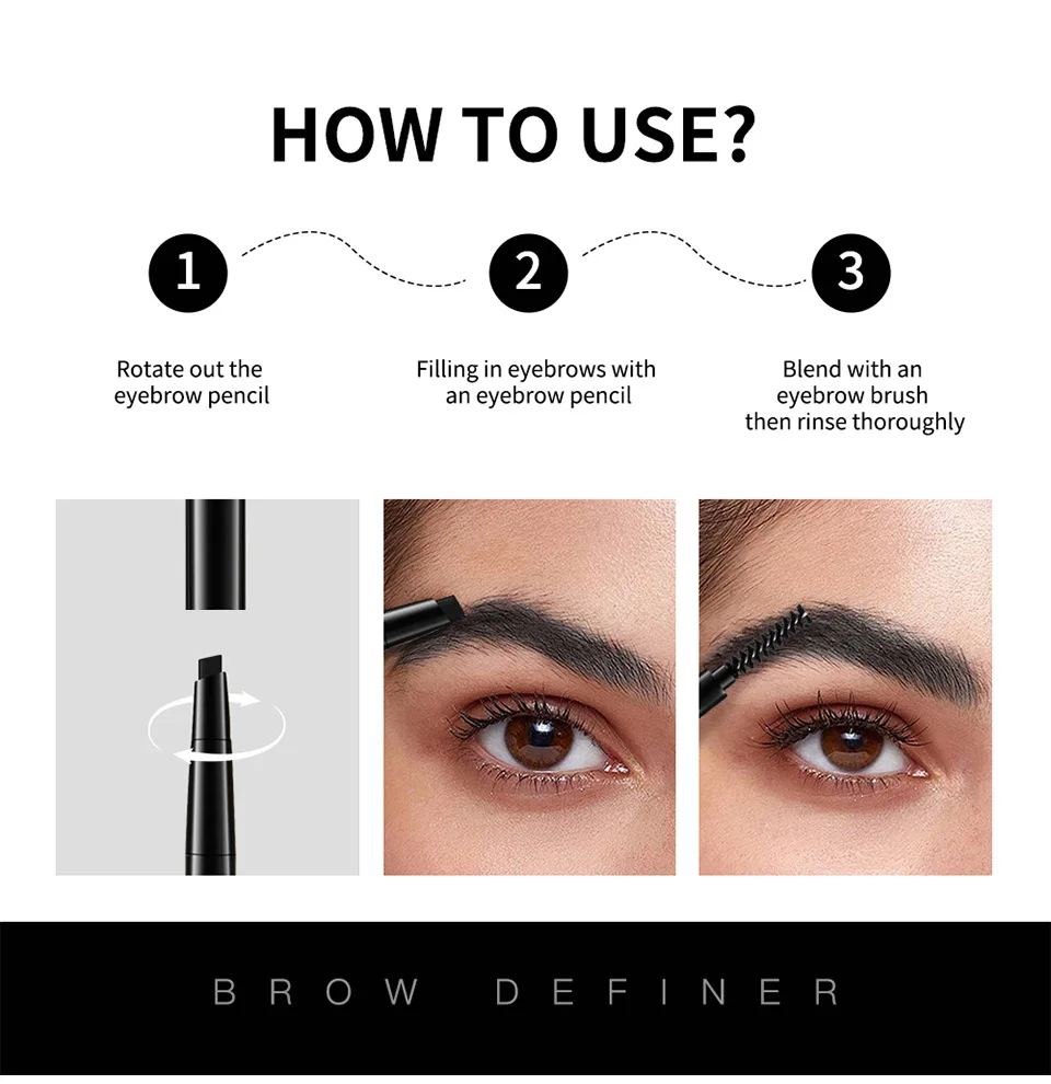 Eyebrow Pencil Waterproof Brown Long-lasting Thick Eyebrow Liner Pencil Quick Drying Eyeliner Easy to Wear Natural Eye Makeup