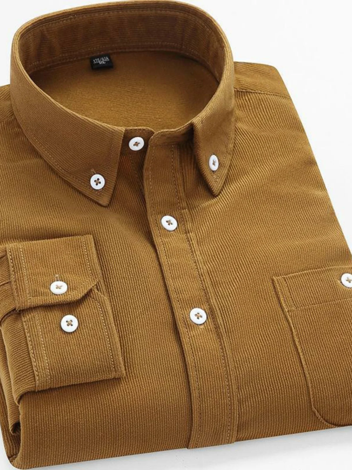 

Men's Corduroy irt Long Sve Loose Fit Casual Top Middle-aged Dad's Striped Pure Color Dad's irt Spring Autumn Wear