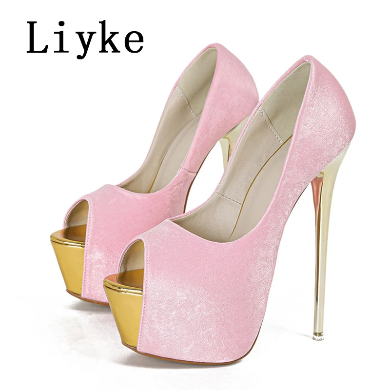 Liyke Sexy Peep Toe Party Nachtclub Stripper Pole Dance High Heels Wedding Prom Shoes Stiletto Women Platform Pumps Size 34-45