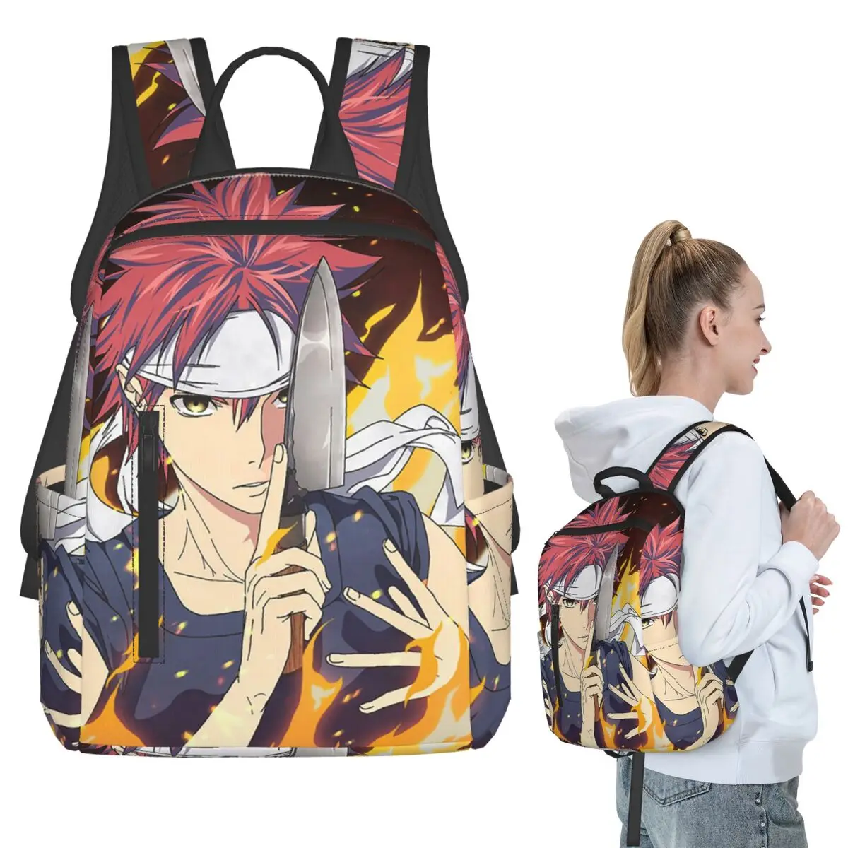 Mochila de Anime Food Wars Shokugeki No Soma (1), mochila escolar para estudiantes, tanto para niños como para niñas, bolso para llevar libros, bolso de hombro para ordenador, para hombres y mujeres.