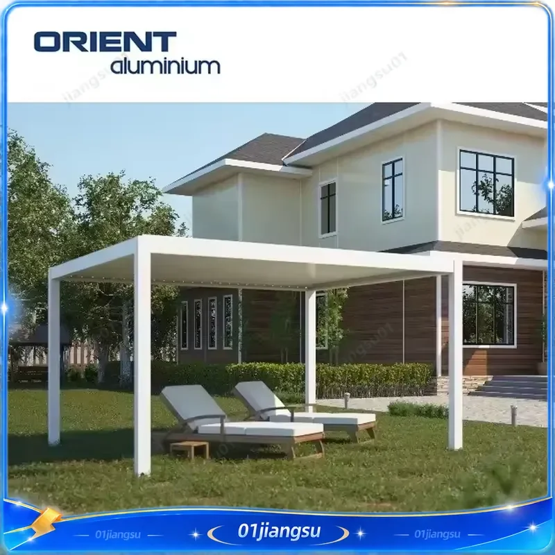 Automatic Bioclimatic Aluminum Pergola Outdoor Patio Gazebo with Opening Louvered Roof Arches Garden Sunshade Canopy