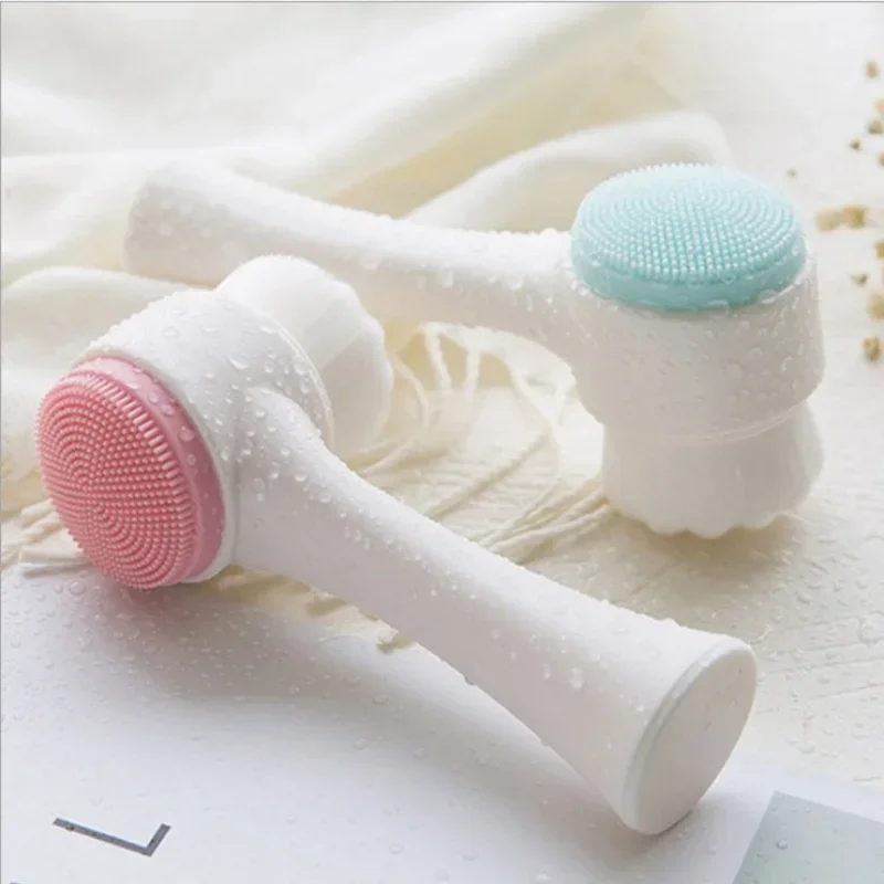 Silicone Face Cleansing Brush Double-Sided Facial Cleanser Blackhead Removal Pore Cleaner Exfoliator Face Scrub Skin Care Tool