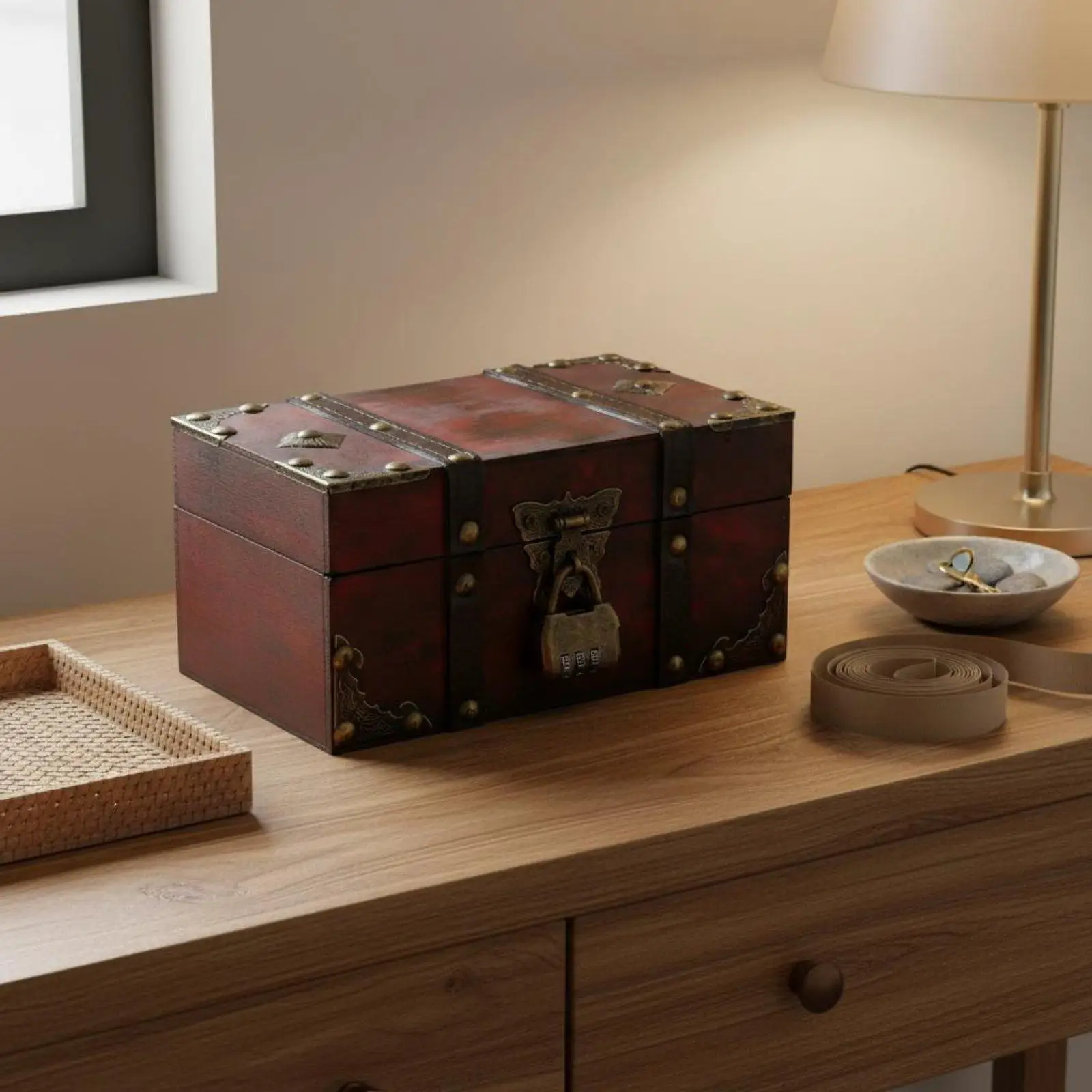 Small Wooden Treasure Chest Storage Box for Rings Trinkets and Photos As a Memorable Gift