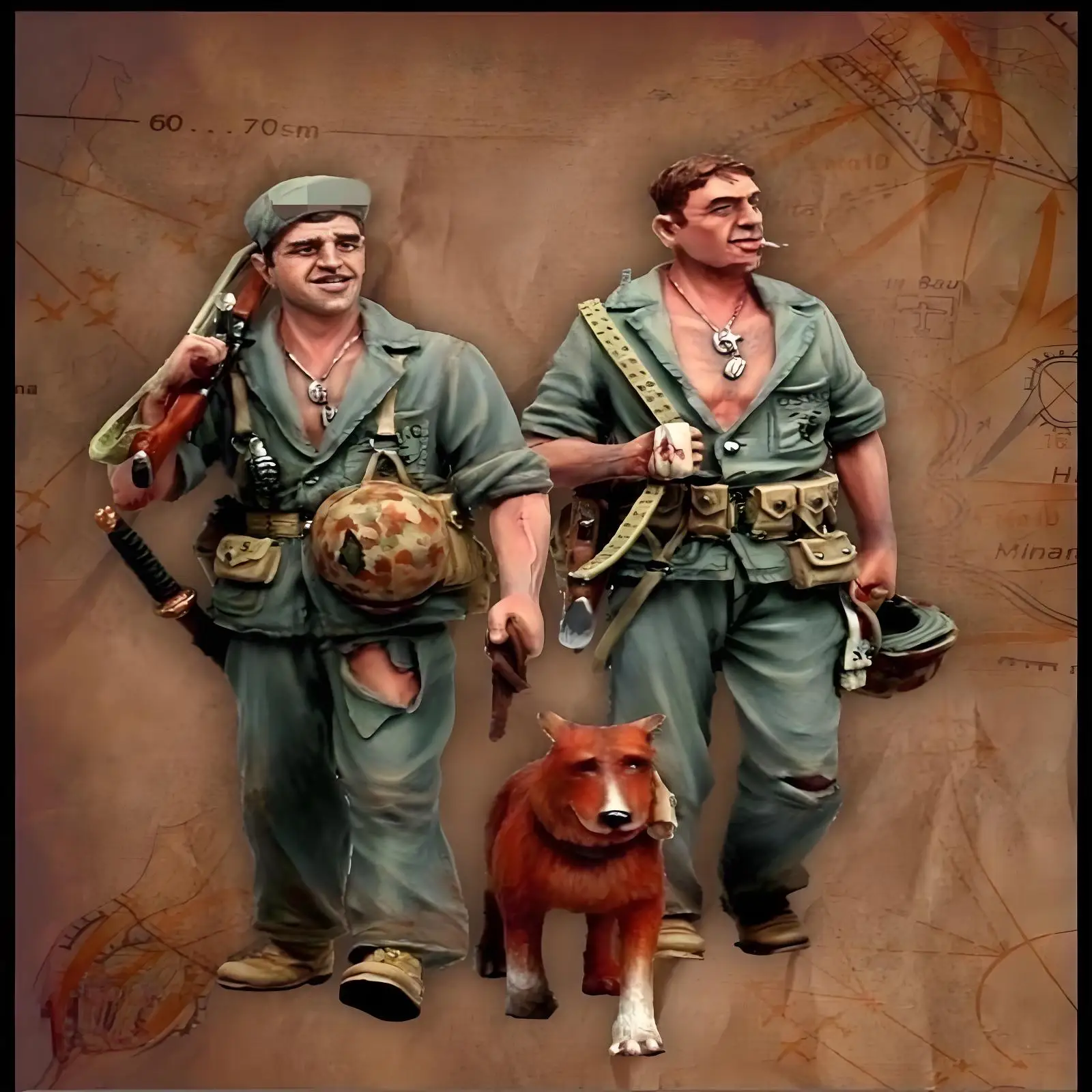 

1/35 Soldier Resin Model,WWII Marines(Two plus a dog),Military Themes,Unassembled and Unpainted Kit,In stock