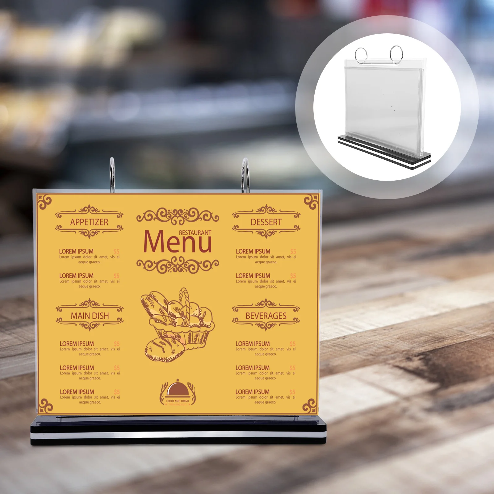 Transparent Menu Display Stand Flip Page PVC Tabletop Menu Card Holder Waterproof Sign Stand for Restaurant Bar Cafe