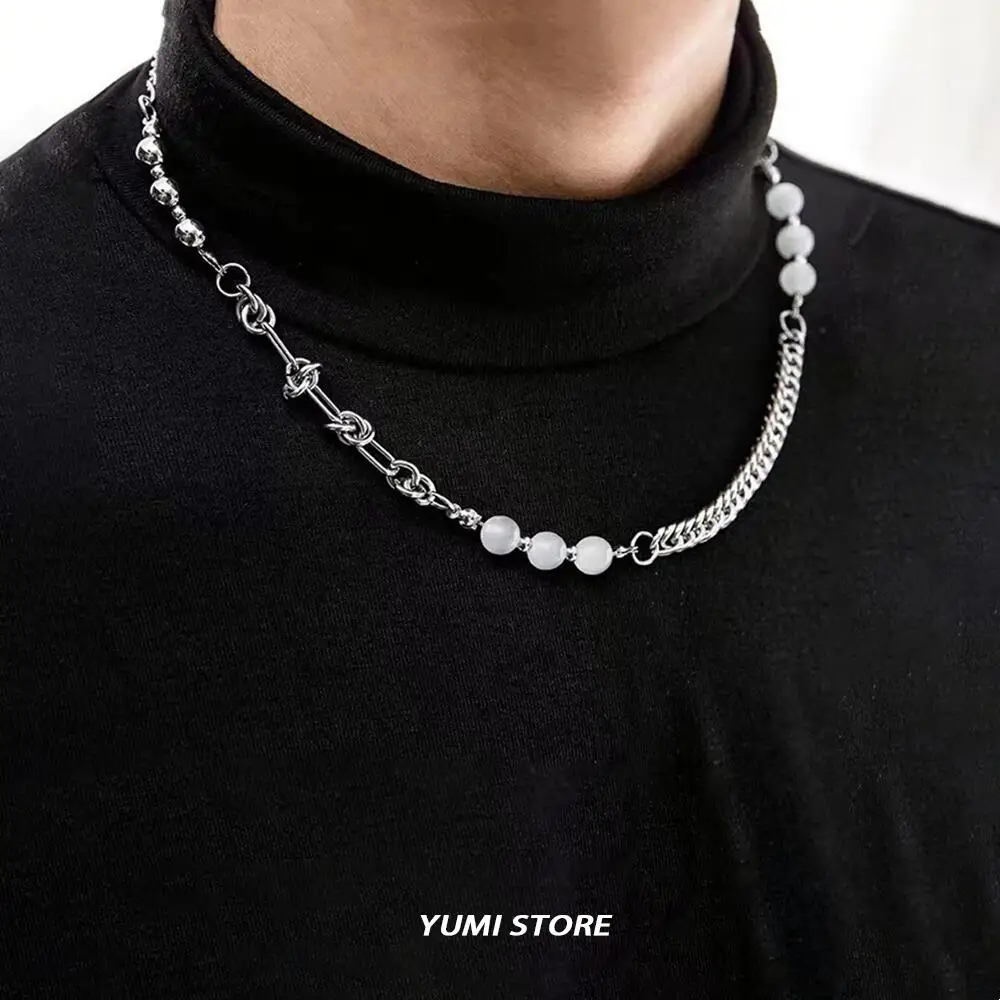 

Модные бусины Соединительное ожерелье мужчины Элегантная титановая сталь NK Кубинская ключица Цепочка Нейтральные украшения Kpop Подарочные аксессуары