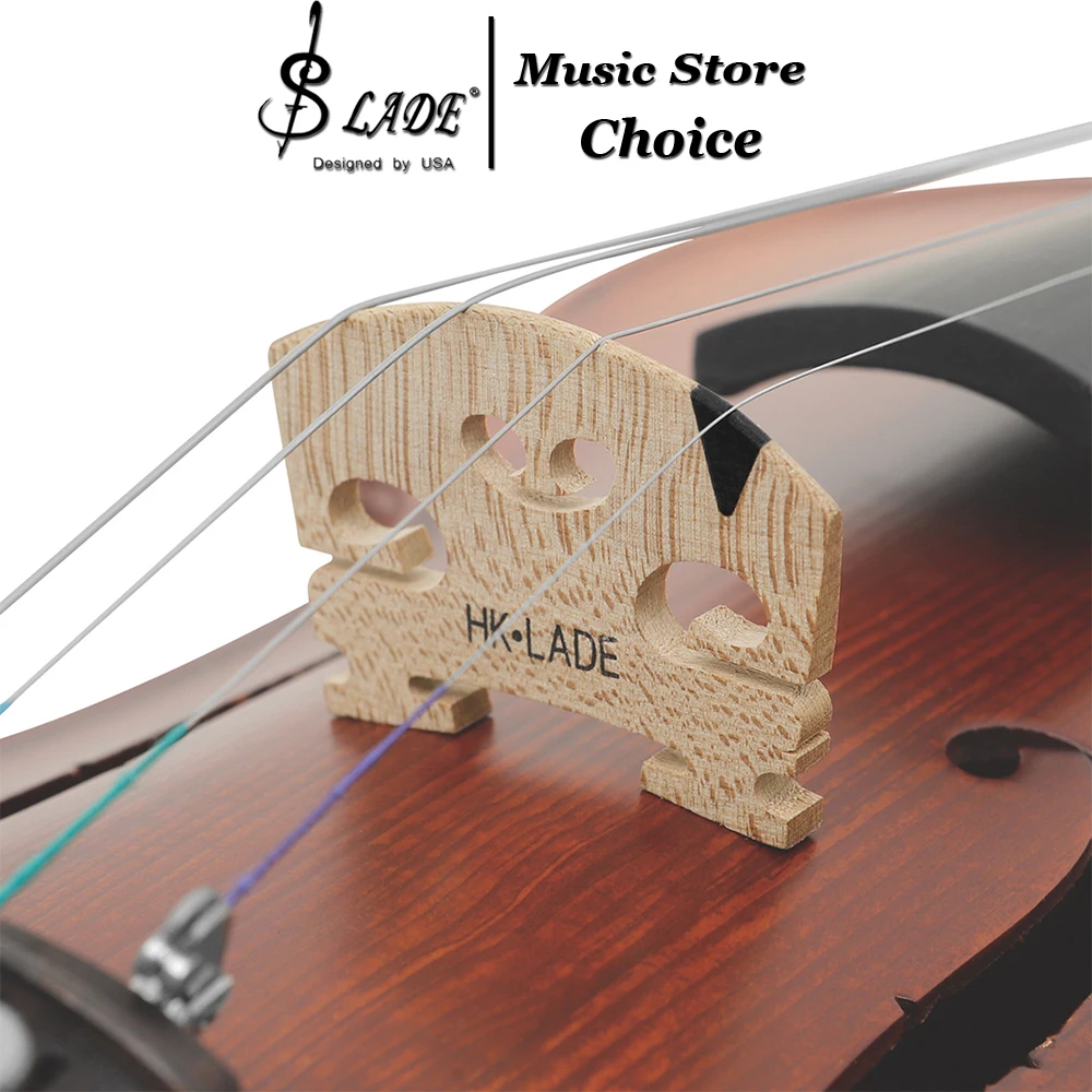 HK·LADE 4/4 Violin Bridge Maple Wood Hand-Fitted & Polished Replacement Violin Bridge with Pre-Cut String Grooves for 4/4 Violin