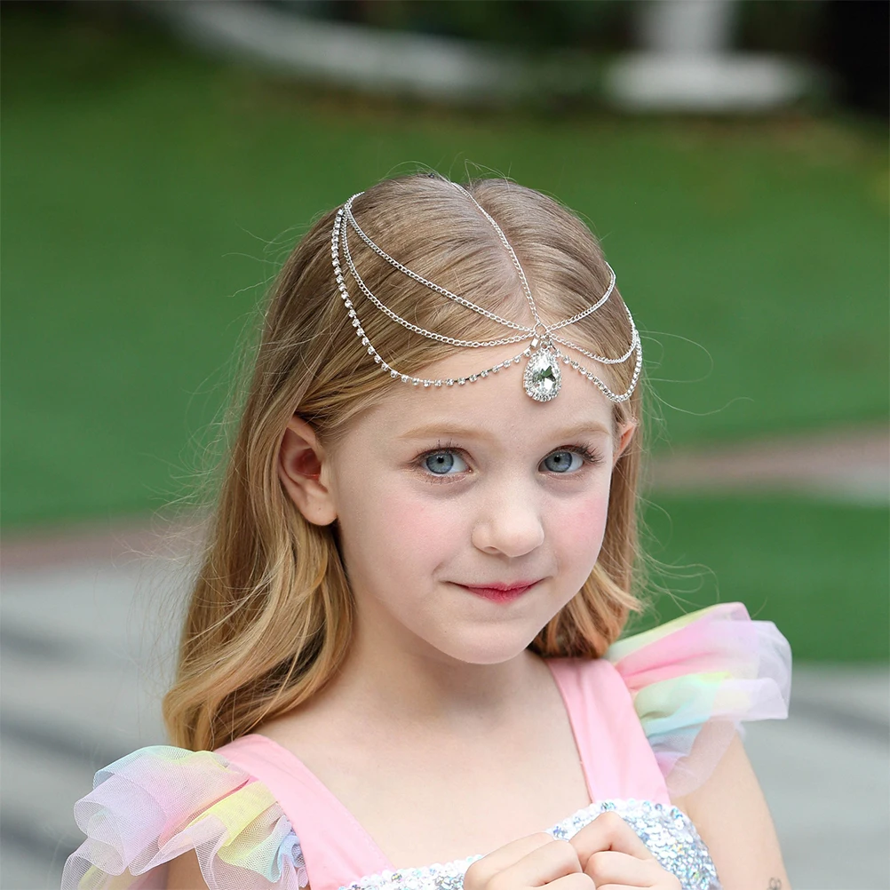 

2Pcs Forehead Chain Hair Accessories Girls Jewelry Women Alloy Rhinestone Headpiece Crystal Headbands Wedding Bridal Festival