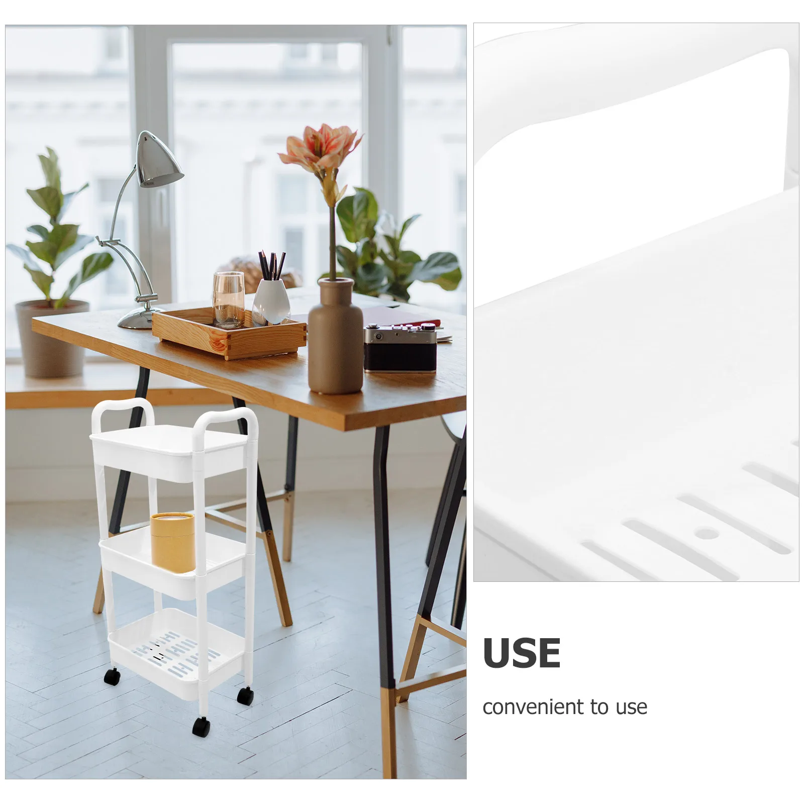 

3 Tier Rolling Cart Storage Trolley Multi Layer Narrow Organizer For Kitchen Bathroom Laundry Movable Utility Cart