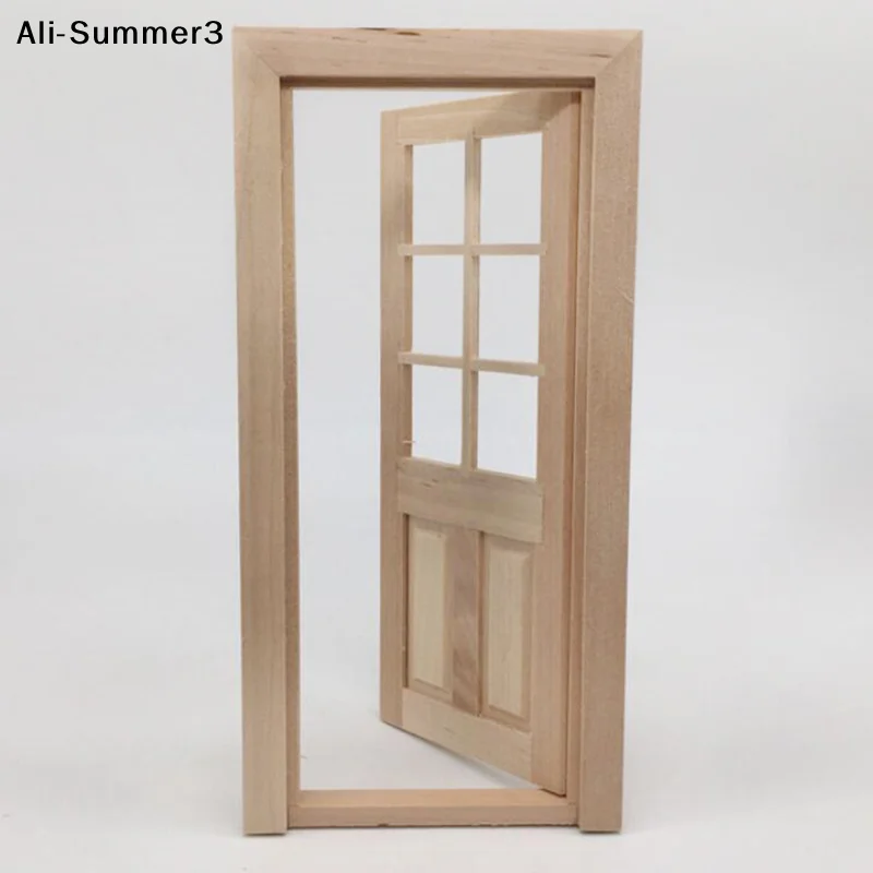 

【S3y】HMA76-1/12 Миниатюрная деревянная дверь для кукольного домика, неокрашенная, аксессуары для самостоятельной сборки, модель, игрушка