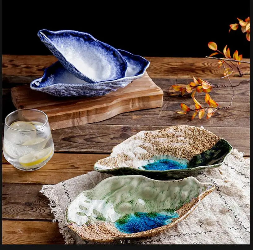 Oyster Plate Irregular Ceramic Dinner Plates Dessert Bowl Fruit Salad Snack Tray Sauce Dish Decorative Dishes