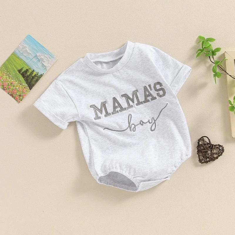 

Newborn Baby Boy Summer Clothes Mamas Boy Embroidery Romper Cute Short Sleeve Jumpsuit Infant Boy Summer Outfit