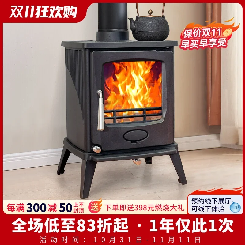 Fireplace real fire firewood self-built house heating villa homestay firewood cast iron fireplace firewood fireplace full set of