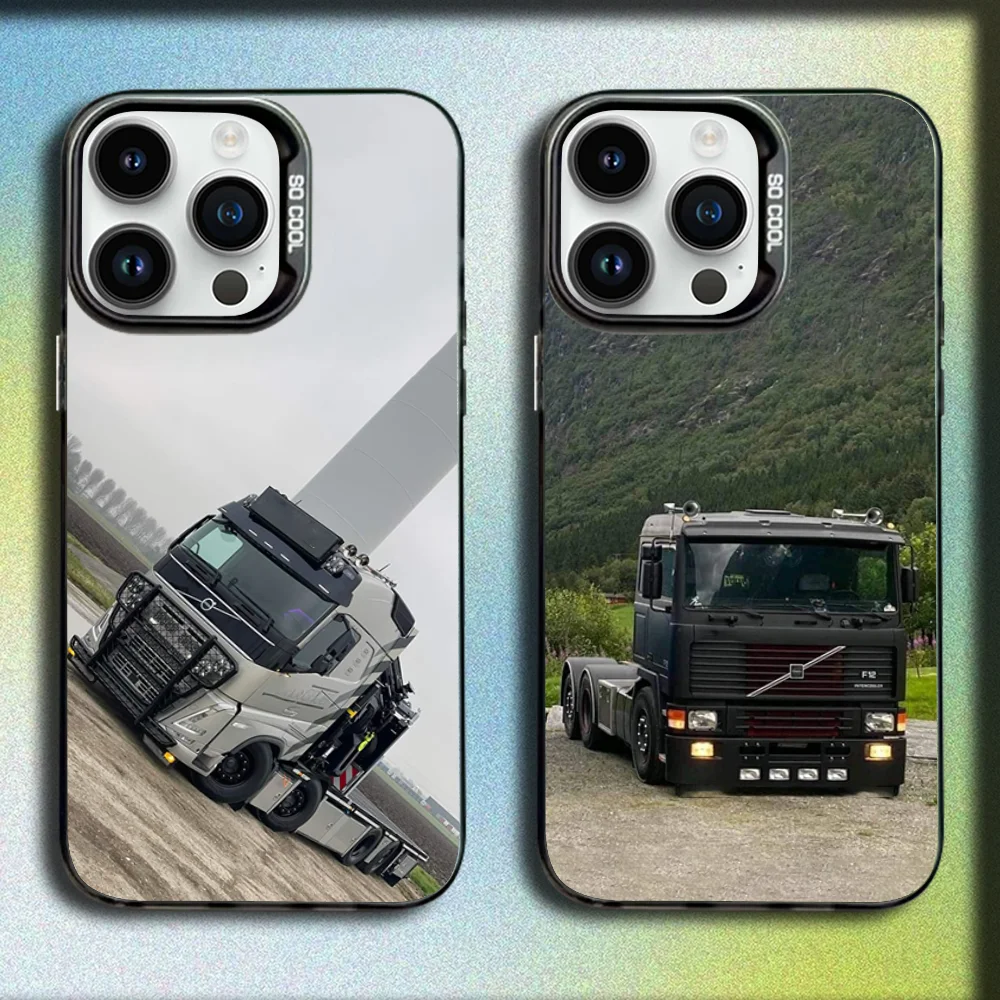 

Car V-Volvo-s-Trucks Phone Case For iPhone 16,15,14,13,12,11,Mini,Pro,SE,MAX Gray Matte Silicone Black Cover