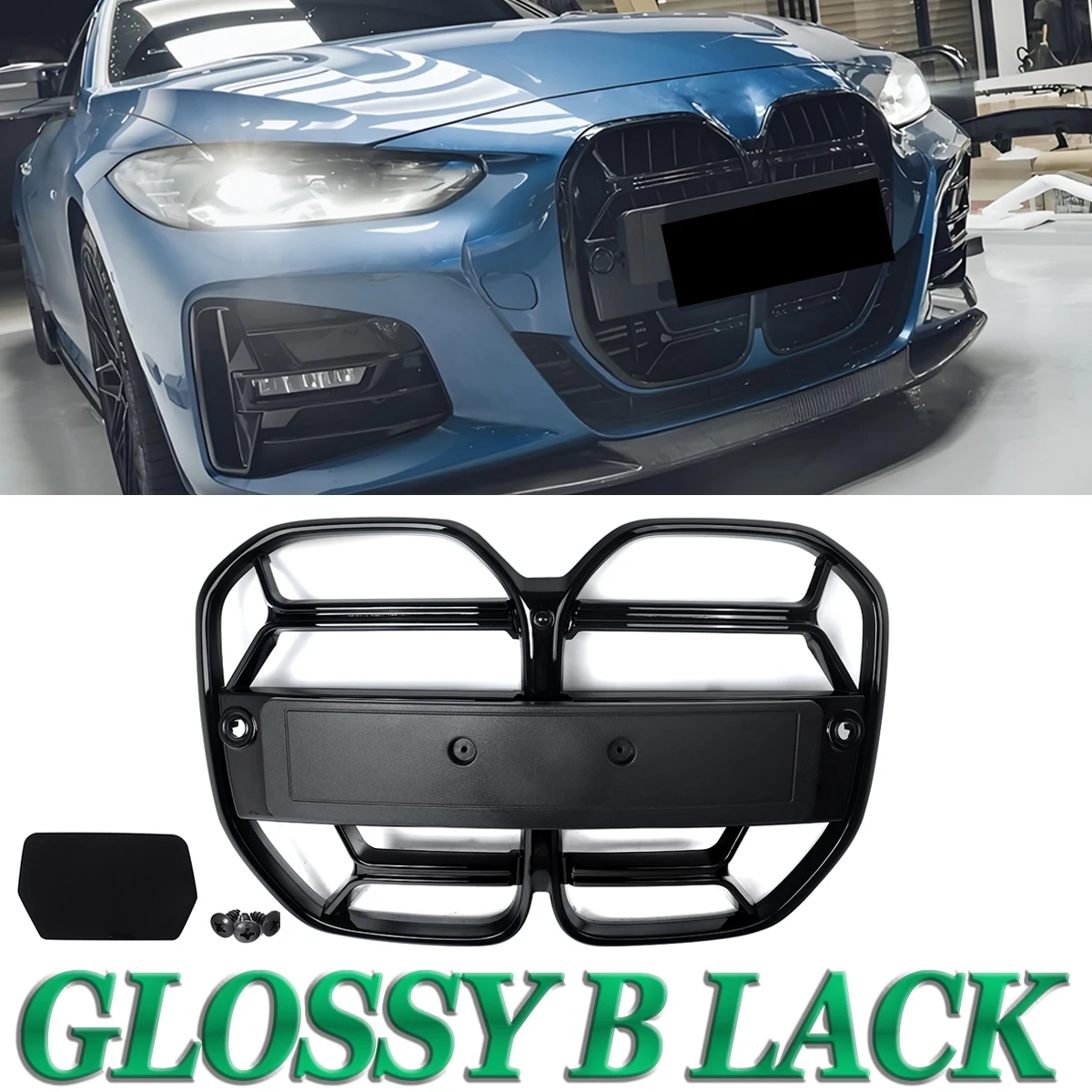 for BMW 4 Series G22 G23 2021 2022 2023 Front Bumper Upper Grille Grill Mesh CSL Style 430i M440i Coupe 2Door Gloss Black